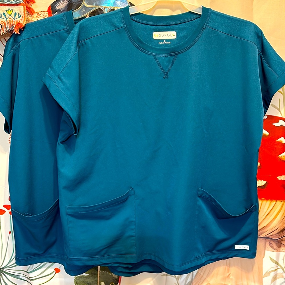 NWOT ReSurge Caribbean Blue Scrub Tops